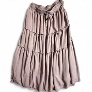 Light purple tiered midi skirt with elastic waist and drawstring Womens Large